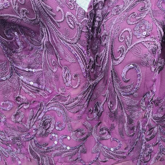 Mother of the Bride Asymmetrical formal Gown Embroidered floral bodice Size 16W - Picture 5 of 16